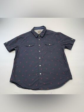 Jachs NY Bee Print Short Sleeve Button Down Size XL